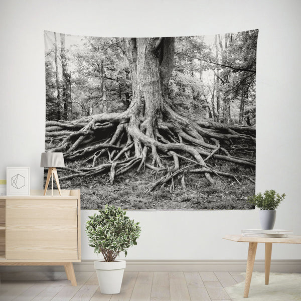 Black and White Tree of Life Tapestry - 80x68 - Decorative