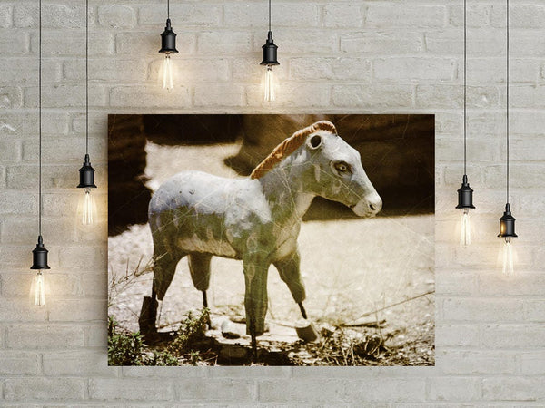 Rustic Toy Horse Photo Print Nursery Farm Animal Wall Art -