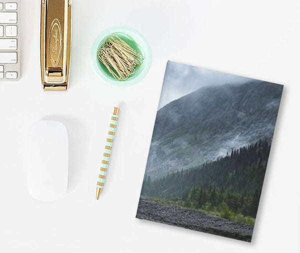Pine Tree Foggy Mountains Notebook - Spiral or Hard Cover