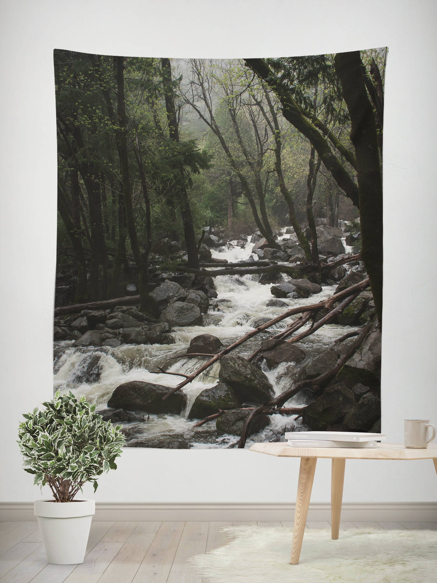 Foggy Creek and Forest Wall Tapestry Yosemite California -