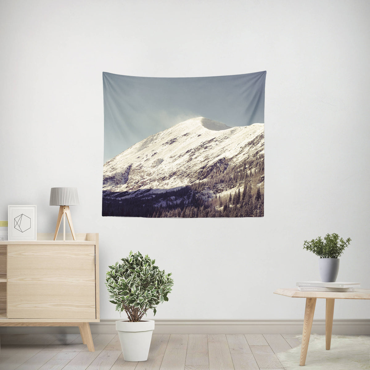 Snowy Mountain Peak Wall Tapestry Ski Vacation Decor -