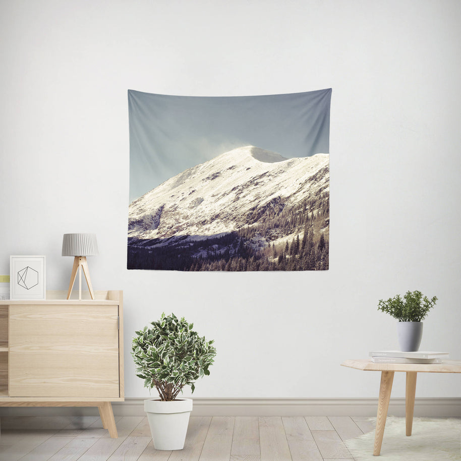 Snowy Mountain Peak Wall Tapestry Ski Vacation Decor -