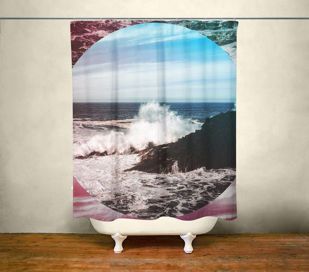 Crashing Waves Shower Curtain 71x74 inch Coastal Bathroom