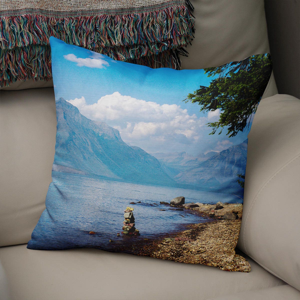 Glacier National Park Throw Pillow Cover Lake McDonald