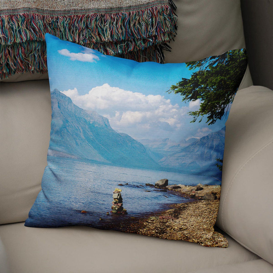 Glacier National Park Throw Pillow Cover Lake McDonald