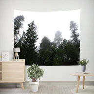 Pine Forest Wall Tapestry Foggy Trees Minimalist Decor -