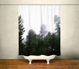 Pine Forest Nature Shower Curtain 71x74 inch Modern neutral