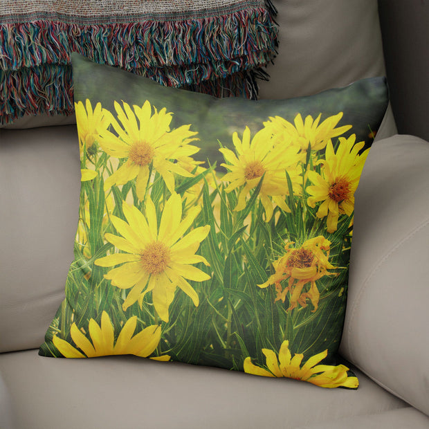 Floral Throw Pillow Cover Yellow Sunflower Decor - Pillows