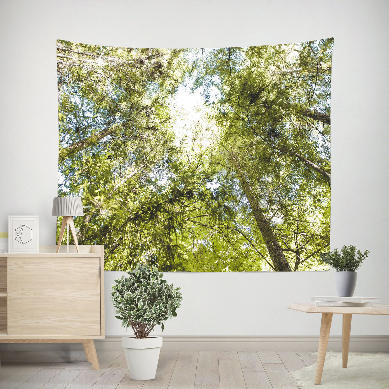 Green Trees and Sky Wall Tapestry Zen Bedroom - Decorative