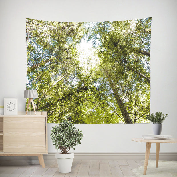 Green Trees and Sky Wall Tapestry Zen Bedroom - Decorative