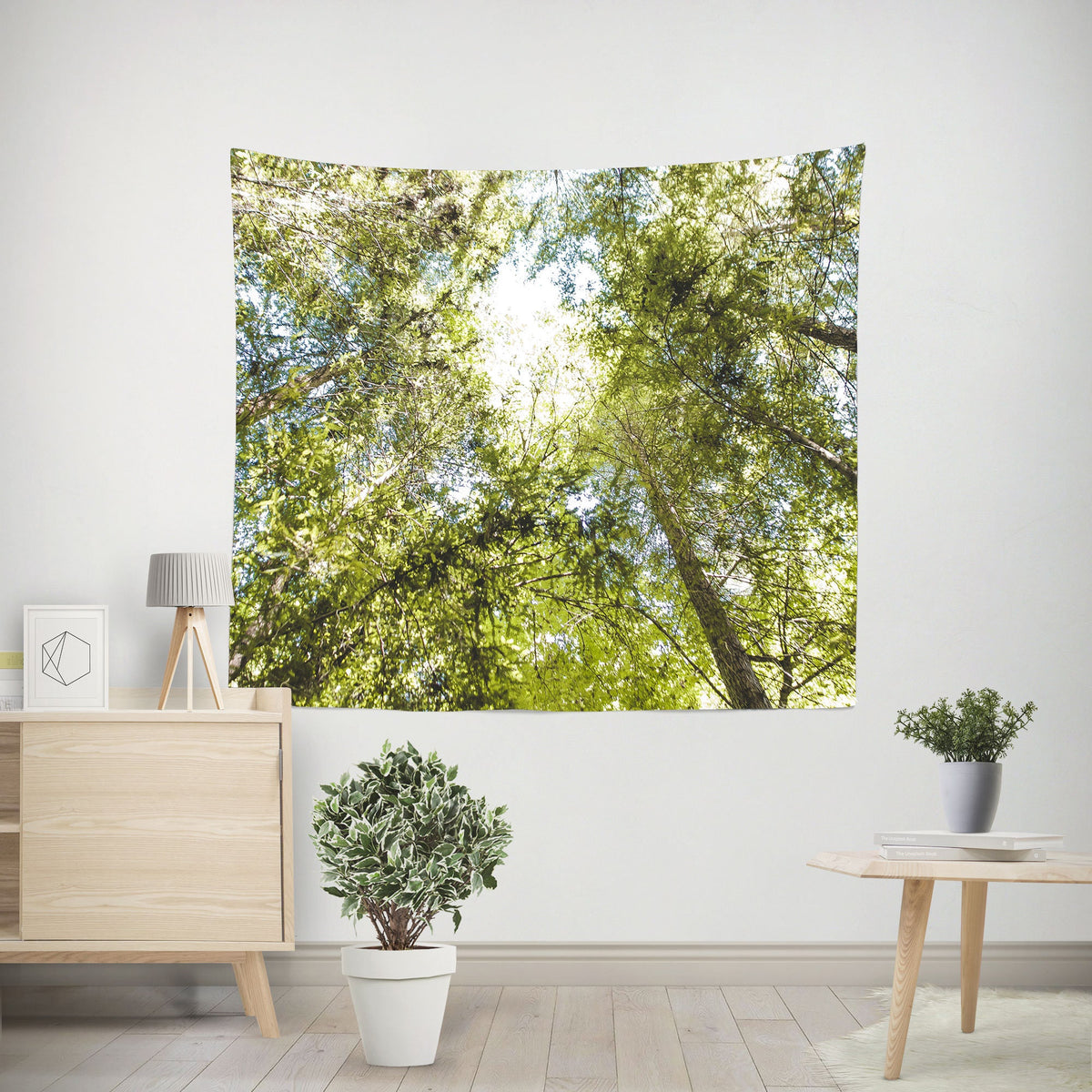 Green Trees and Sky Wall Tapestry Zen Bedroom - Decorative