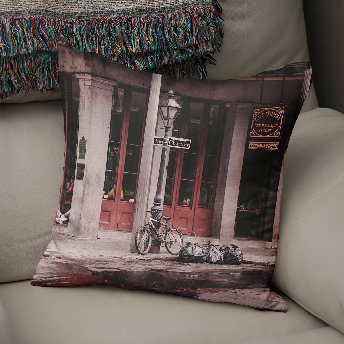 New Orleans Rustic Throw Pillow Cover French Quarter -