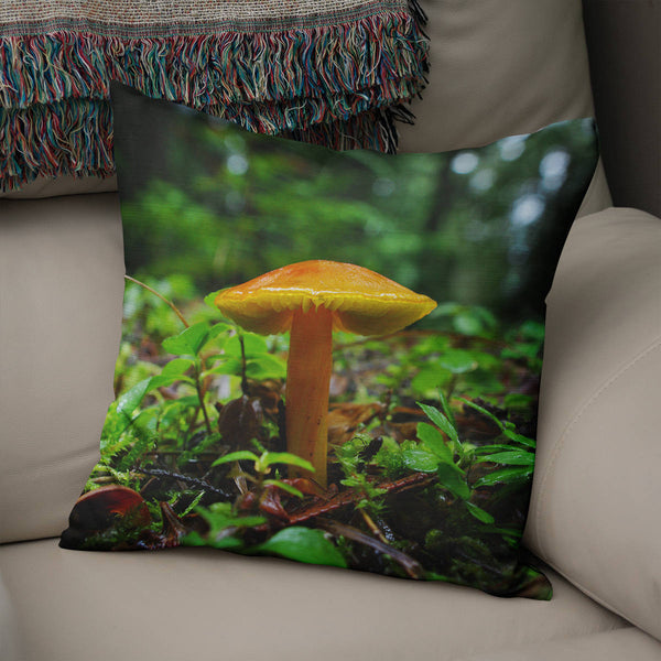 Yellow Mushroom Nature Throw Pillow Cover Cute Decor -