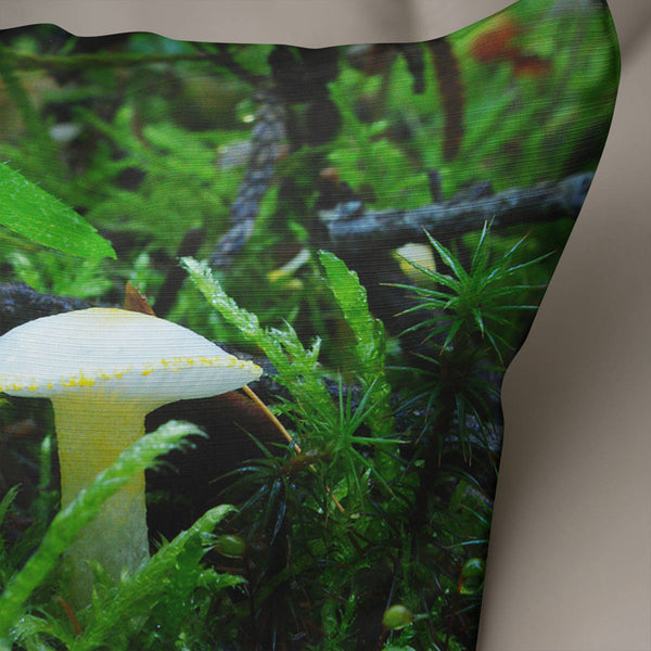 Cute Green Mushroom Throw Pillow Cover Woodland Hippie