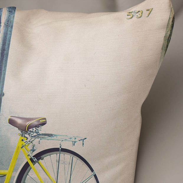 Yellow Bicycle Throw Pillow Cover New Orleans Decor -