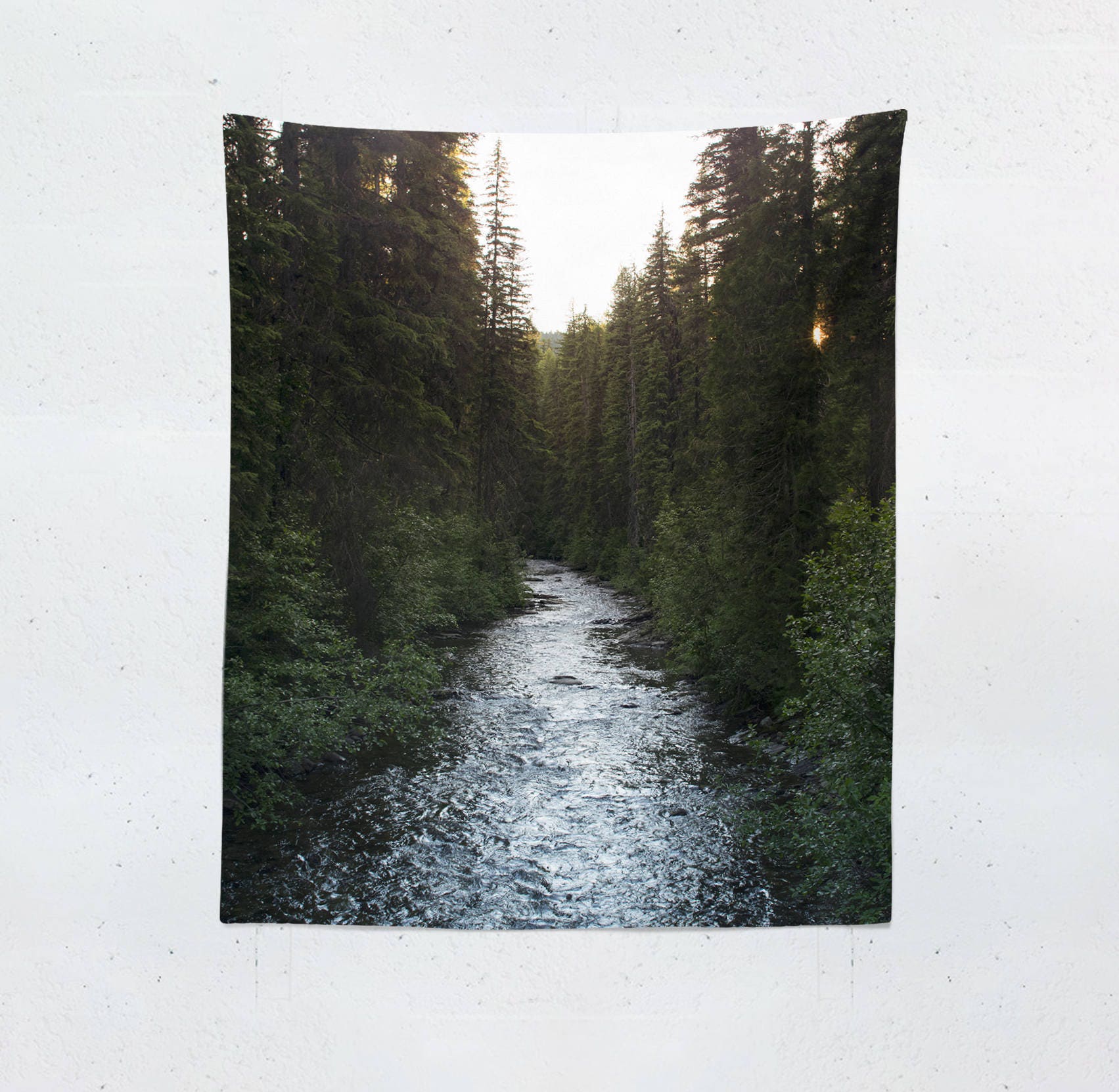 River and Trees Nature Wall Tapestry Montana Decor -