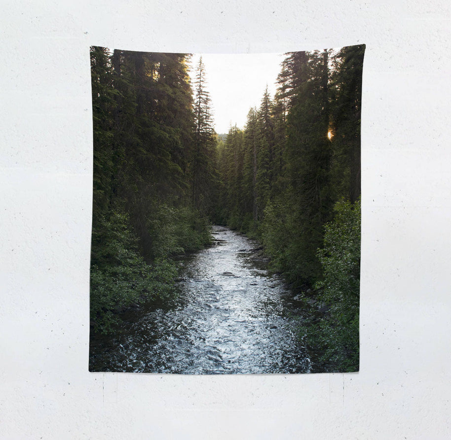 River and Trees Nature Wall Tapestry Montana Decor -