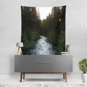 River and Trees Nature Wall Tapestry Montana Decor -