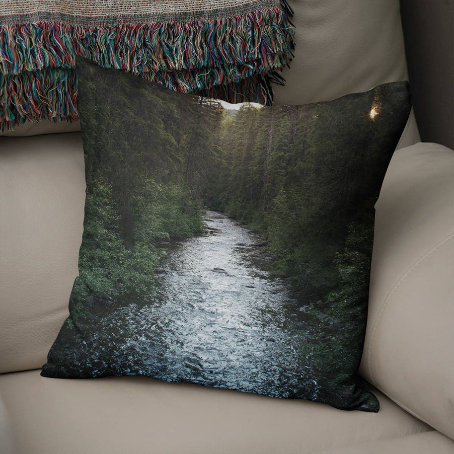 Montana Forest Pillow Cover River and Trees Home Decor -