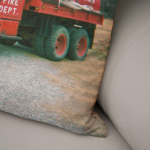 Fire Truck Throw Pillow Cover Vintage Red Engine - Pillows