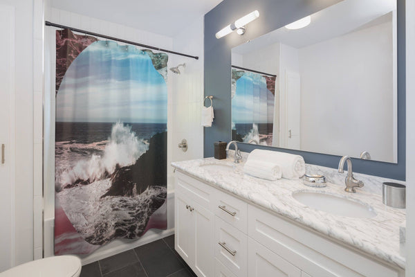 Crashing Waves Shower Curtain 71x74 inch Coastal Bathroom