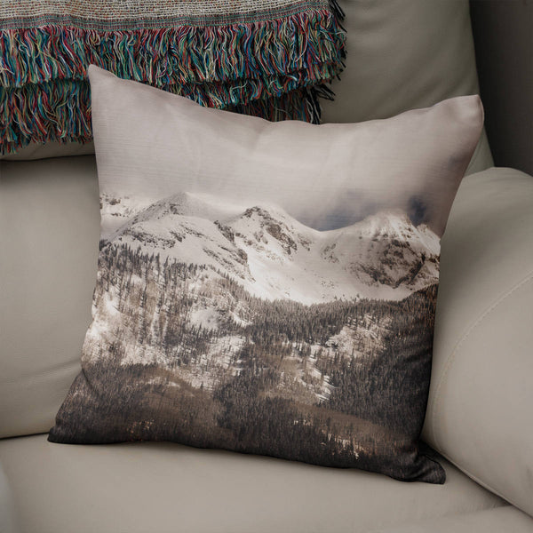 Snowy Mountain Pillow Cover Colorado Couch Cushion Skier