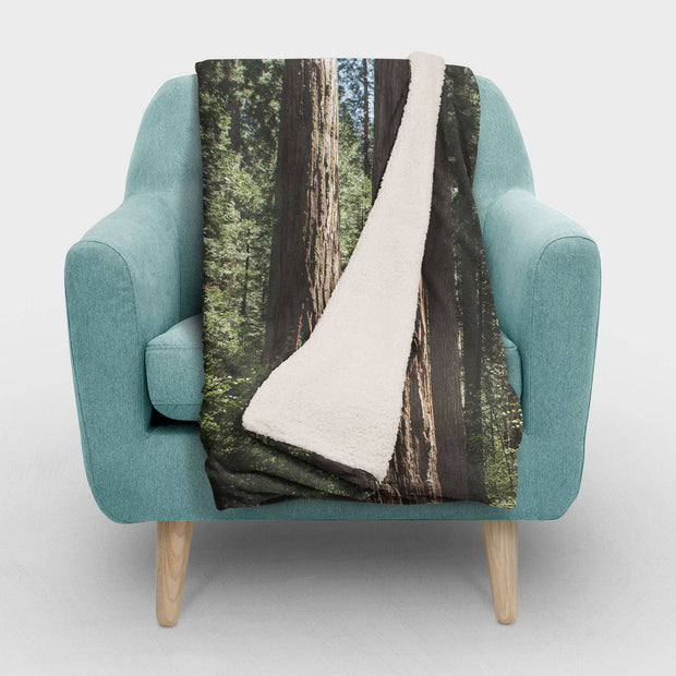Sequoia Forest Sherpa Throw Blanket California Gift Vegan