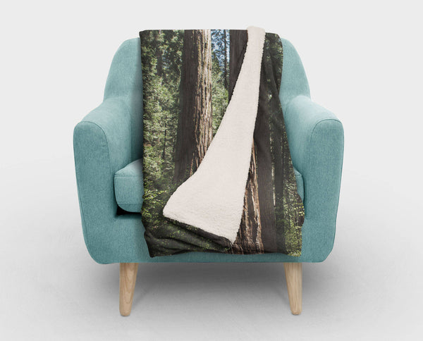 Sequoia Forest Sherpa Throw Blanket California Gift Vegan
