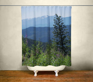 Pine Forest Shower Curtain 71x74 inch - Rocky Mountains