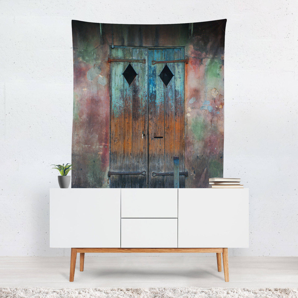 New Orleans Rustic Door Wall Tapestry Shabby Chic -