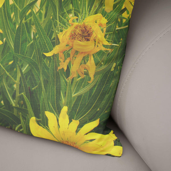 Floral Throw Pillow Cover Yellow Sunflower Decor - Pillows