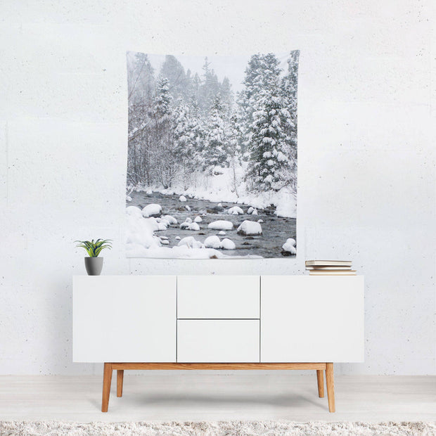 Snowy River and Forest Wall Tapestry Colorado Decor -
