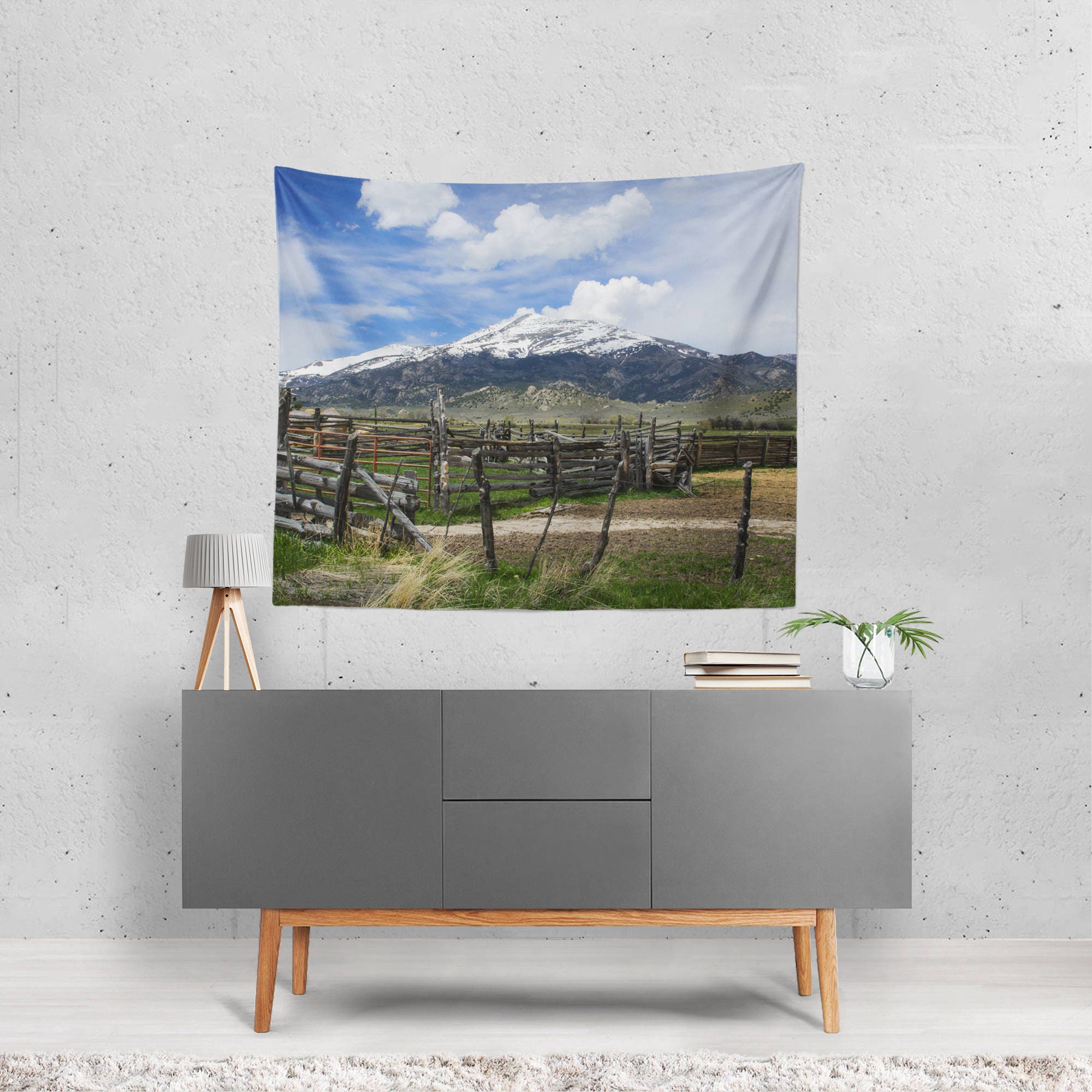 Ranch in the Mountains Scenic Wall Tapestry - Decorative