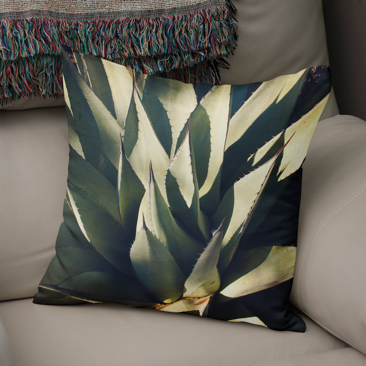 Agave Plant Throw Pillow Cover Green Room Decor - Pillows