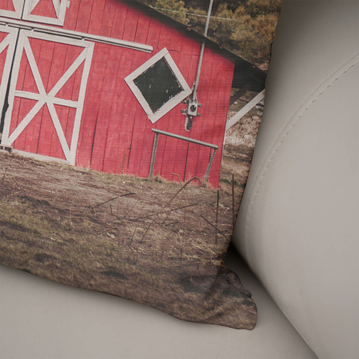 Rustic Red Barn Throw Pillow Cover Bedroom Decor - Pillows