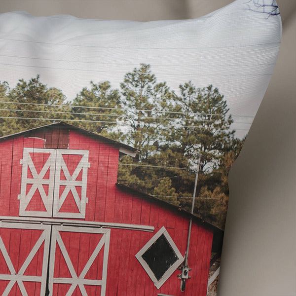 Rustic Red Barn Throw Pillow Cover Bedroom Decor - Pillows