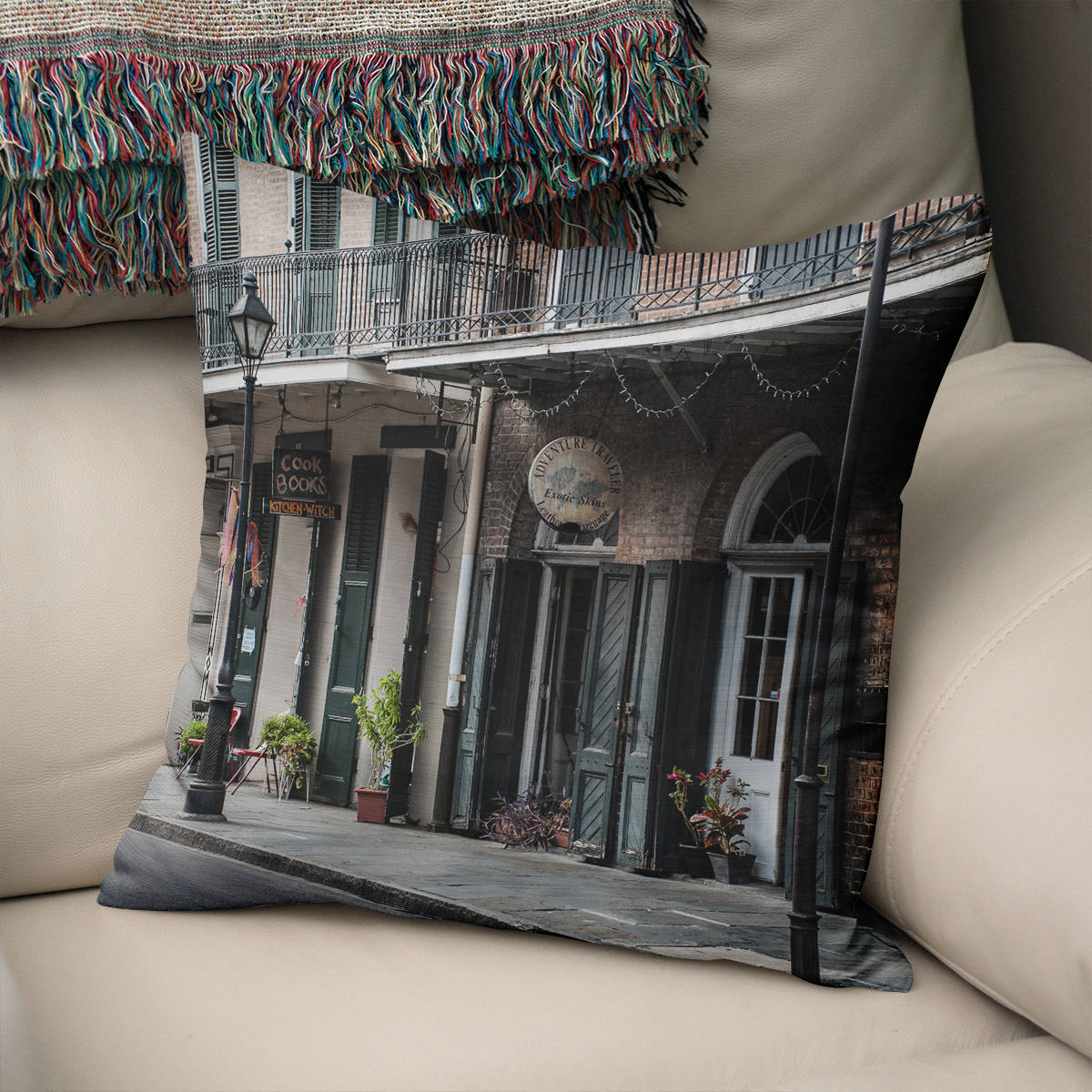 New Orleans French Quarter Throw Pillow Cover - Pillows
