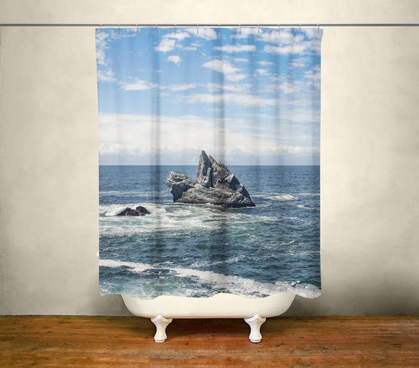 Blue Coast Shower Curtain 71x74 inch - Beach Themed Bathroom