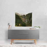 Cabin and Waterfall Tapestry Colorado Mountain Decor -
