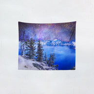 Crater Lake Oregon Surreal Wall Tapestry Outer Space Scene -