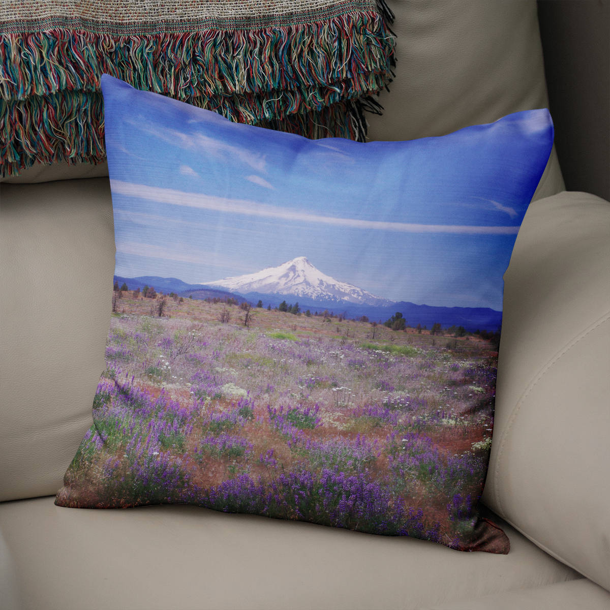 Mt Hood Mountain Couch Cushion Pillow Cover Nature Throw -