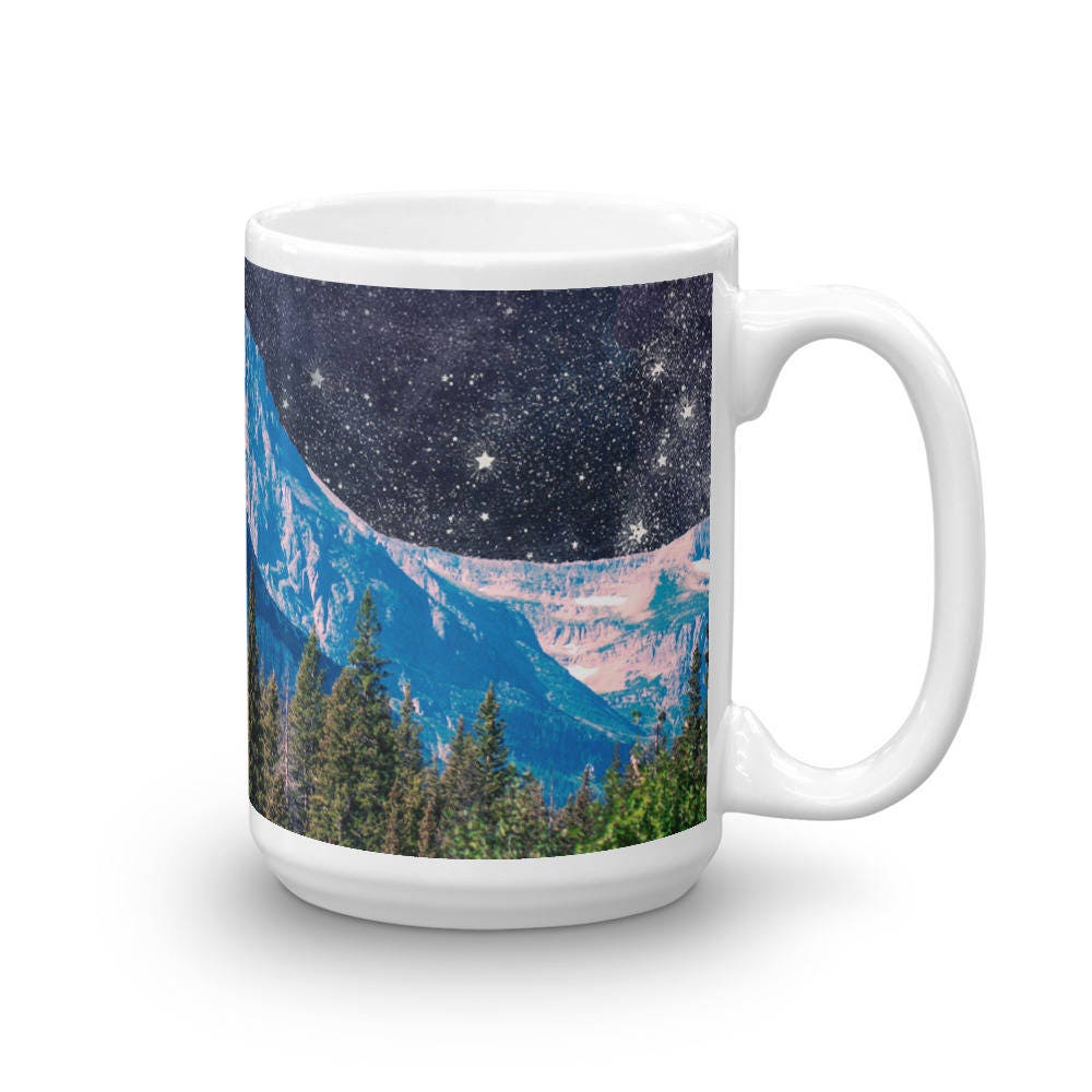 Night Sky Mountain Black Ceramic Mug | Lost Kat Photography