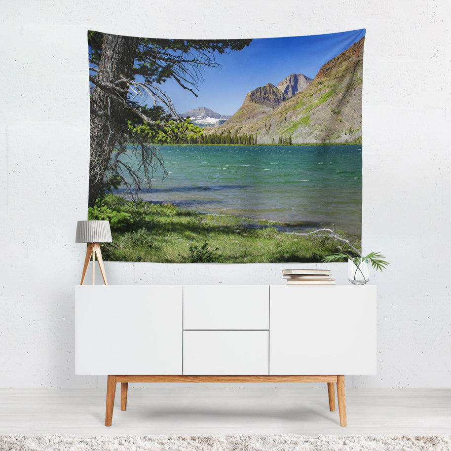 Rocky Mountain Tapestry Glacier Lake Nature Wall -