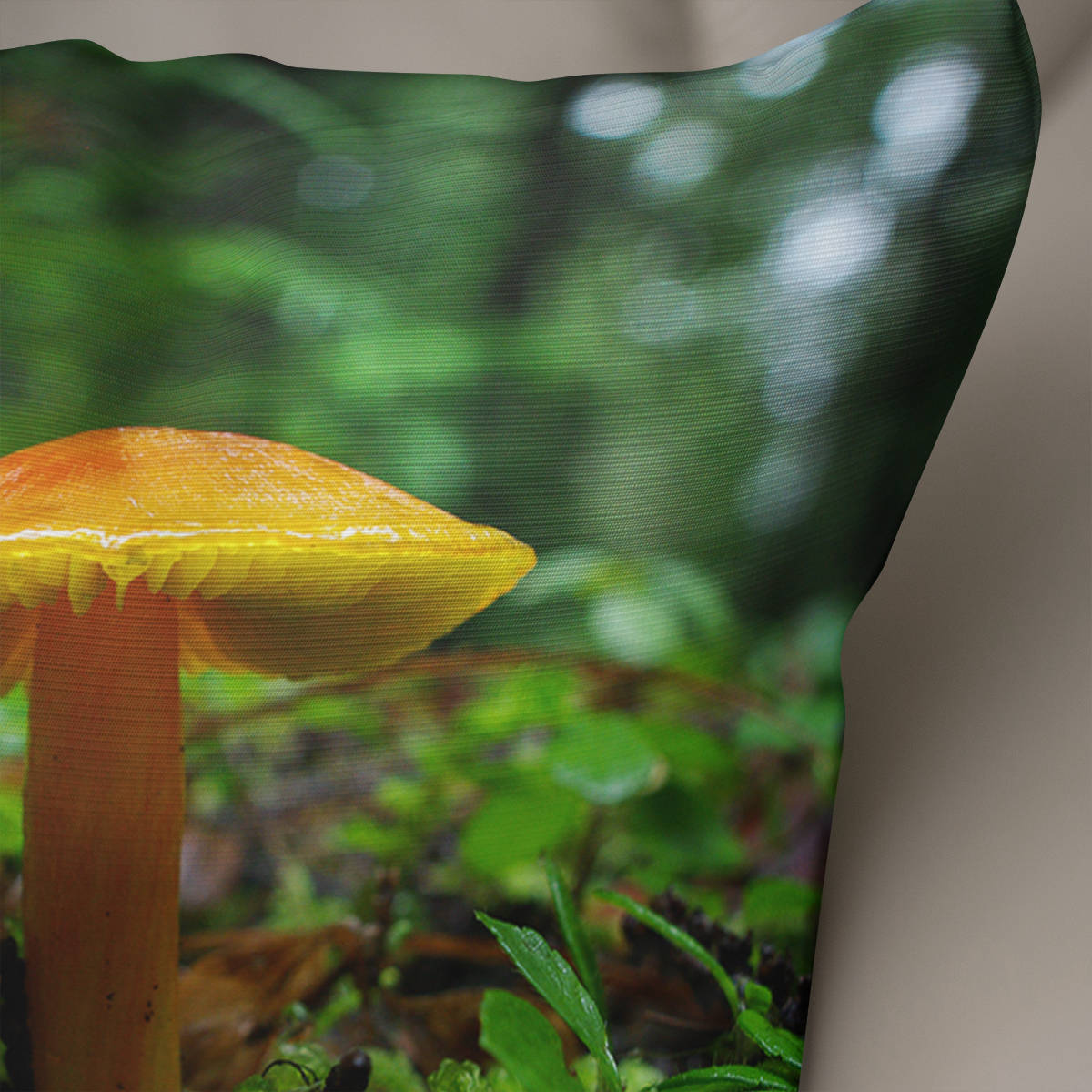 Yellow Mushroom Nature Throw Pillow Cover Cute Decor -