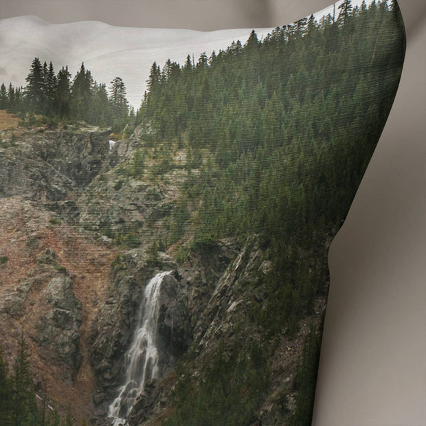 Colorado Cabin and Waterfall Scenic Nature Throw Pillow