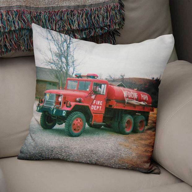 Fire Truck Throw Pillow Cover Vintage Red Engine - Pillows