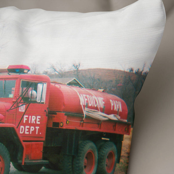 Fire Truck Throw Pillow Cover Vintage Red Engine - Pillows