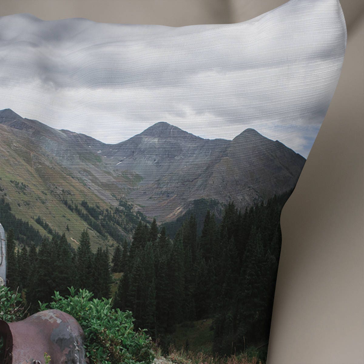 Rustic Throw Pillow Cover Mountain Mining Ghost Town