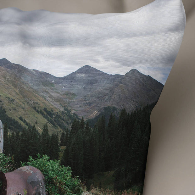 Rustic Throw Pillow Cover Mountain Mining Ghost Town