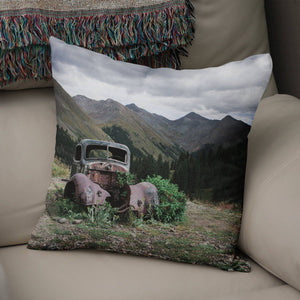 Rustic Throw Pillow Cover Mountain Mining Ghost Town